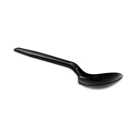 Pactiv Evergreen Meadoware Cutlery, Soup Spoon, Medium Heavy Weight, Black, 1000PK YMWSSE